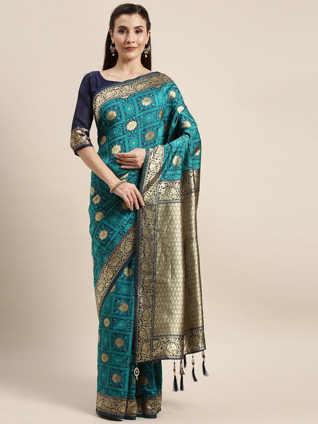 Festive Wear Sea Green Banarasi Silk Designer Saree