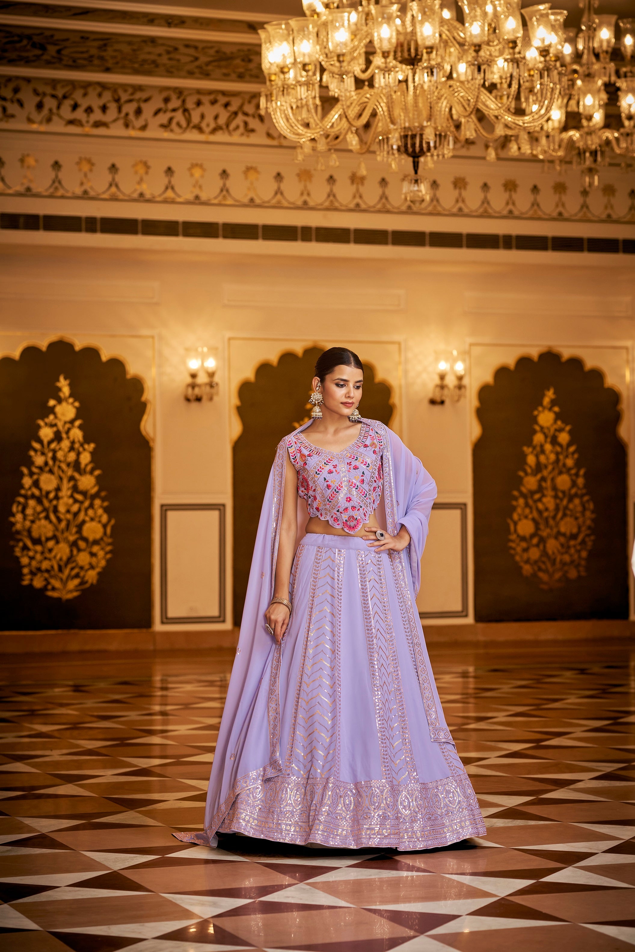 Party Wear Lavender Color Sequence Embroidered Work Lehenga Choli