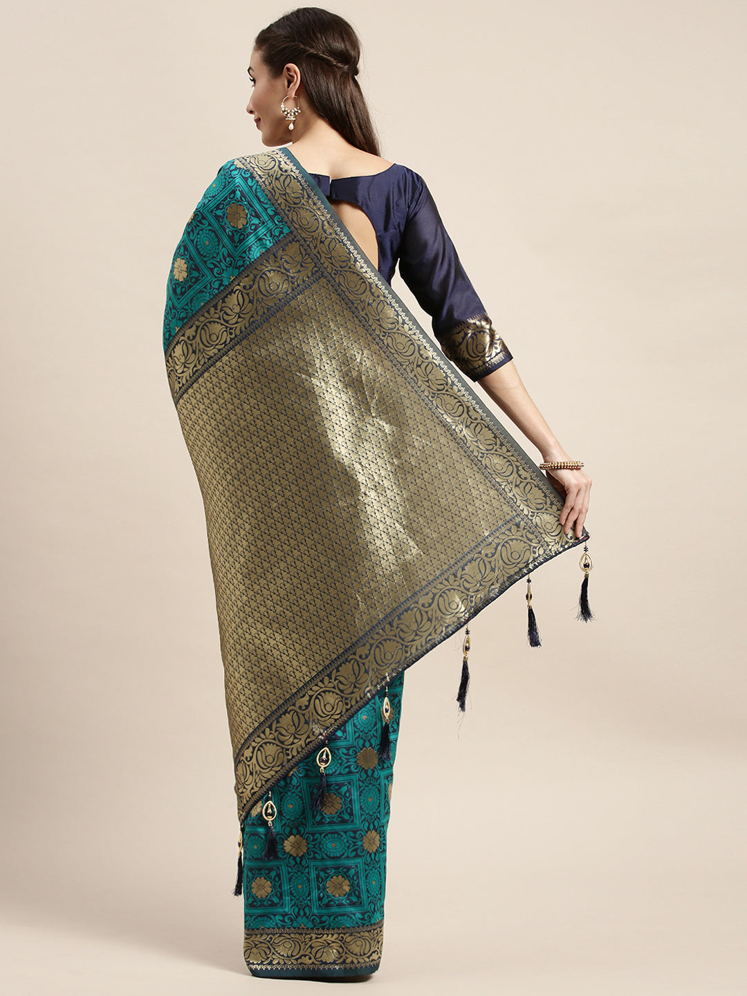 Festive Wear Sea Green Banarasi Silk Designer Saree