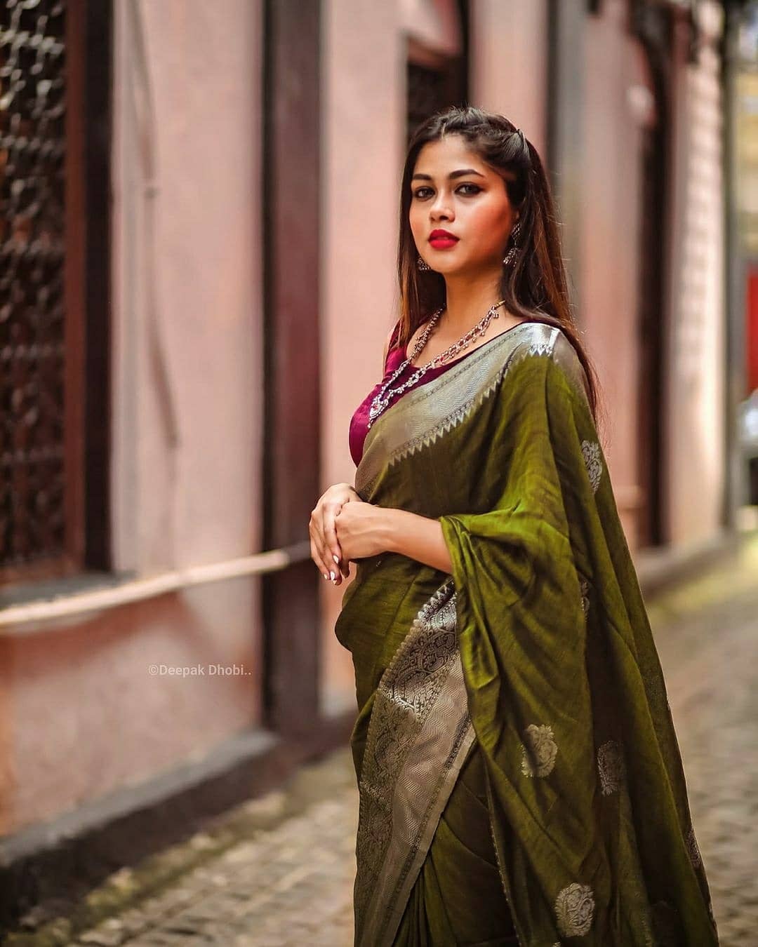 Mehendi Color Banarasi Silk Saree