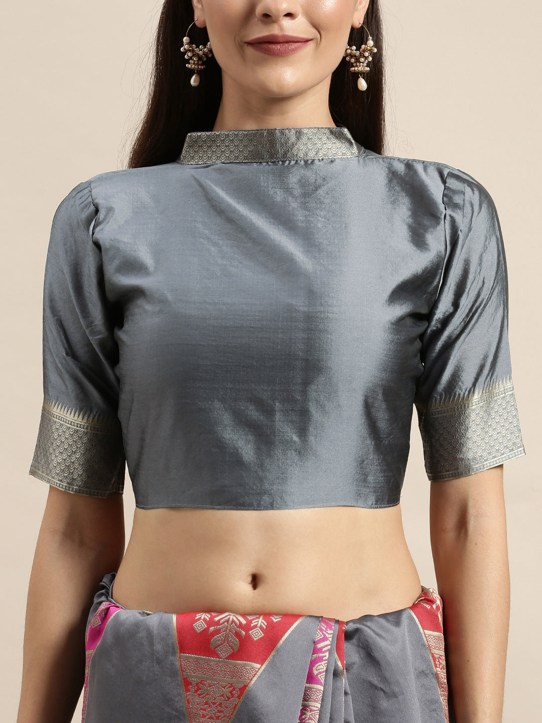 Awesome Grey Color Banarasi Silk Saree