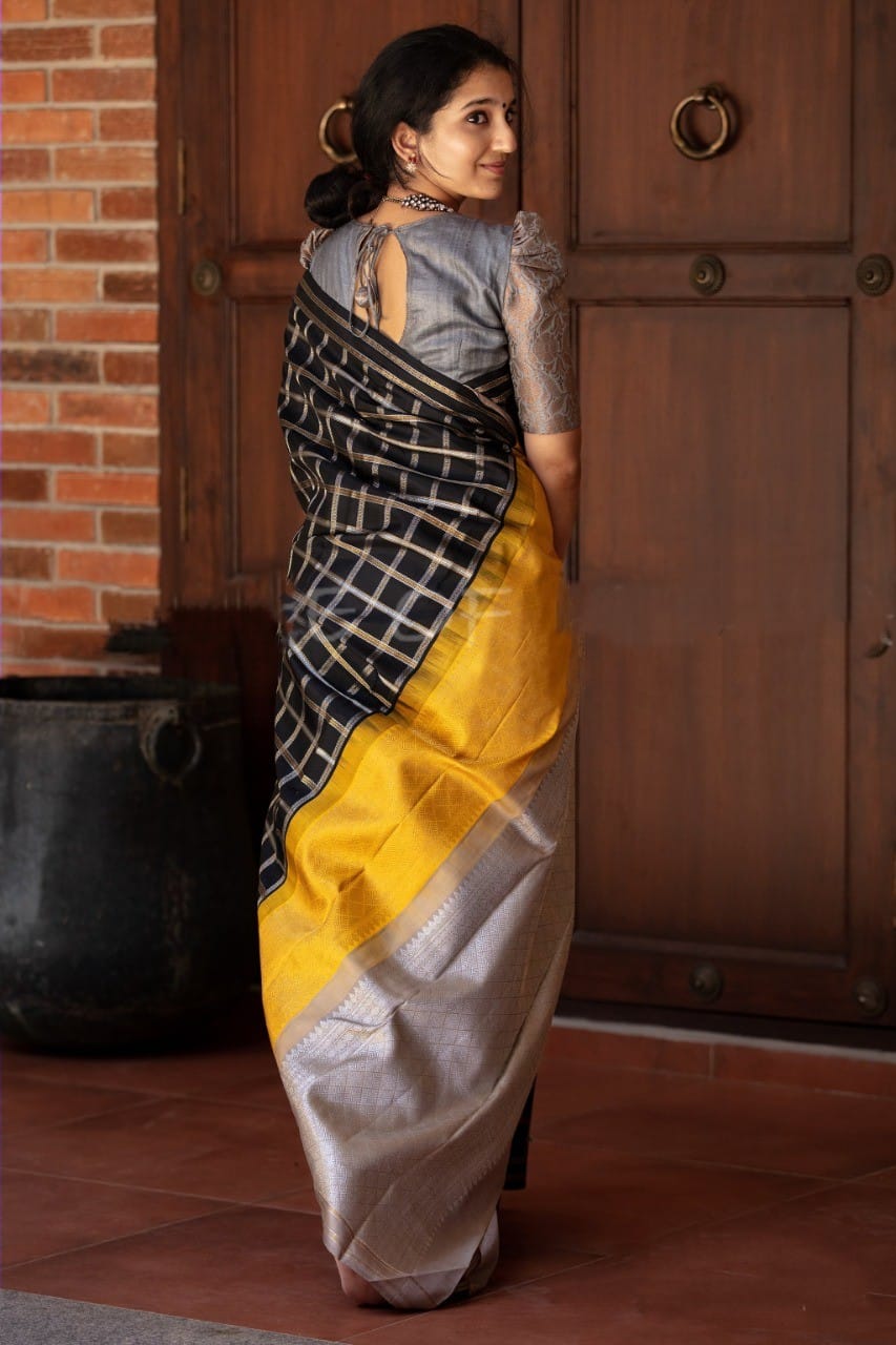 Black Color Soft Banarasi Silk Imposing Saree