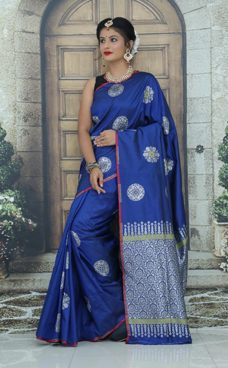 Festive Wear Blue Color Soft Lichi Silk Saree