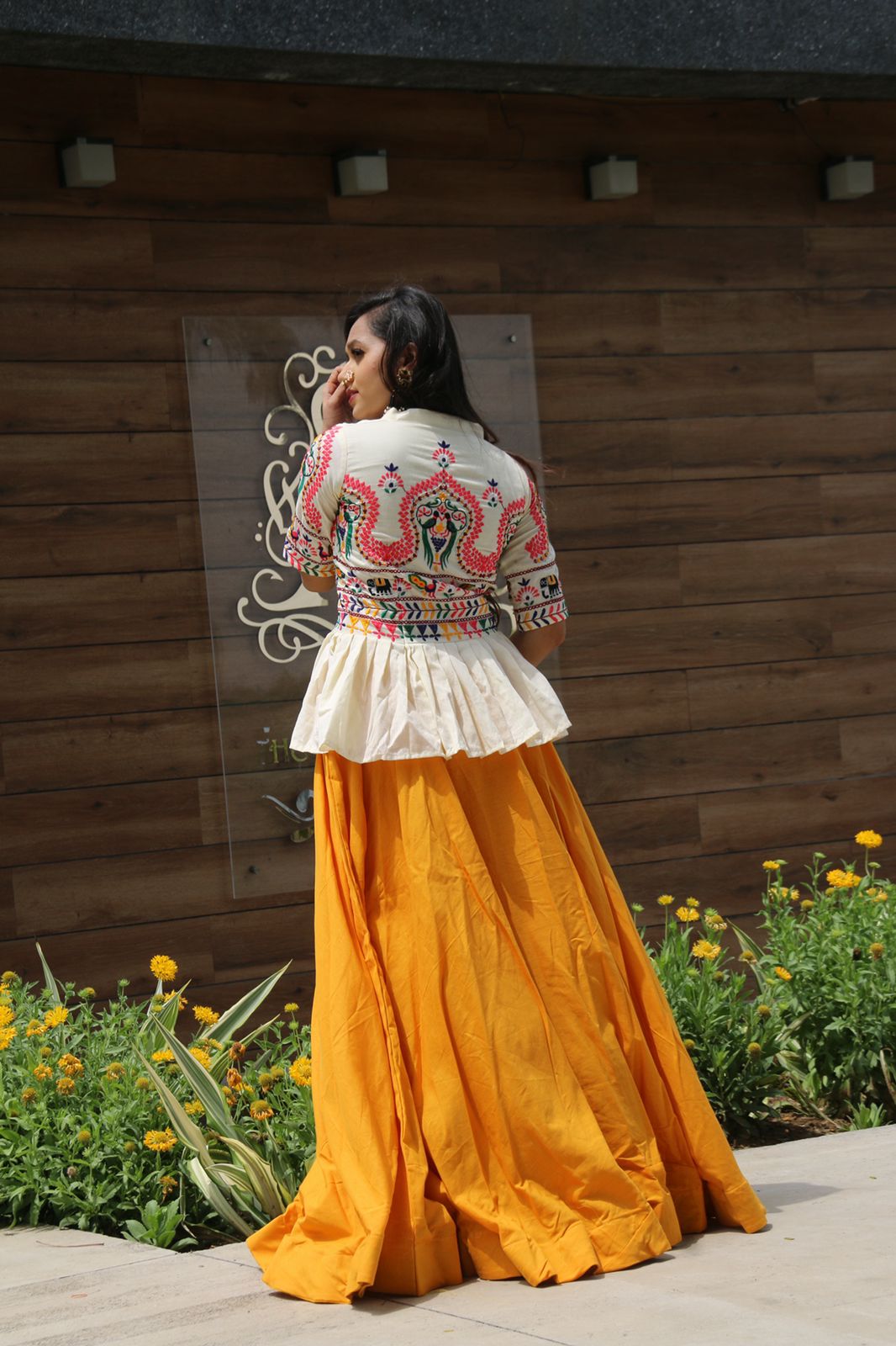 Party Wear Yellow Embroidery Work Top With Lehenga