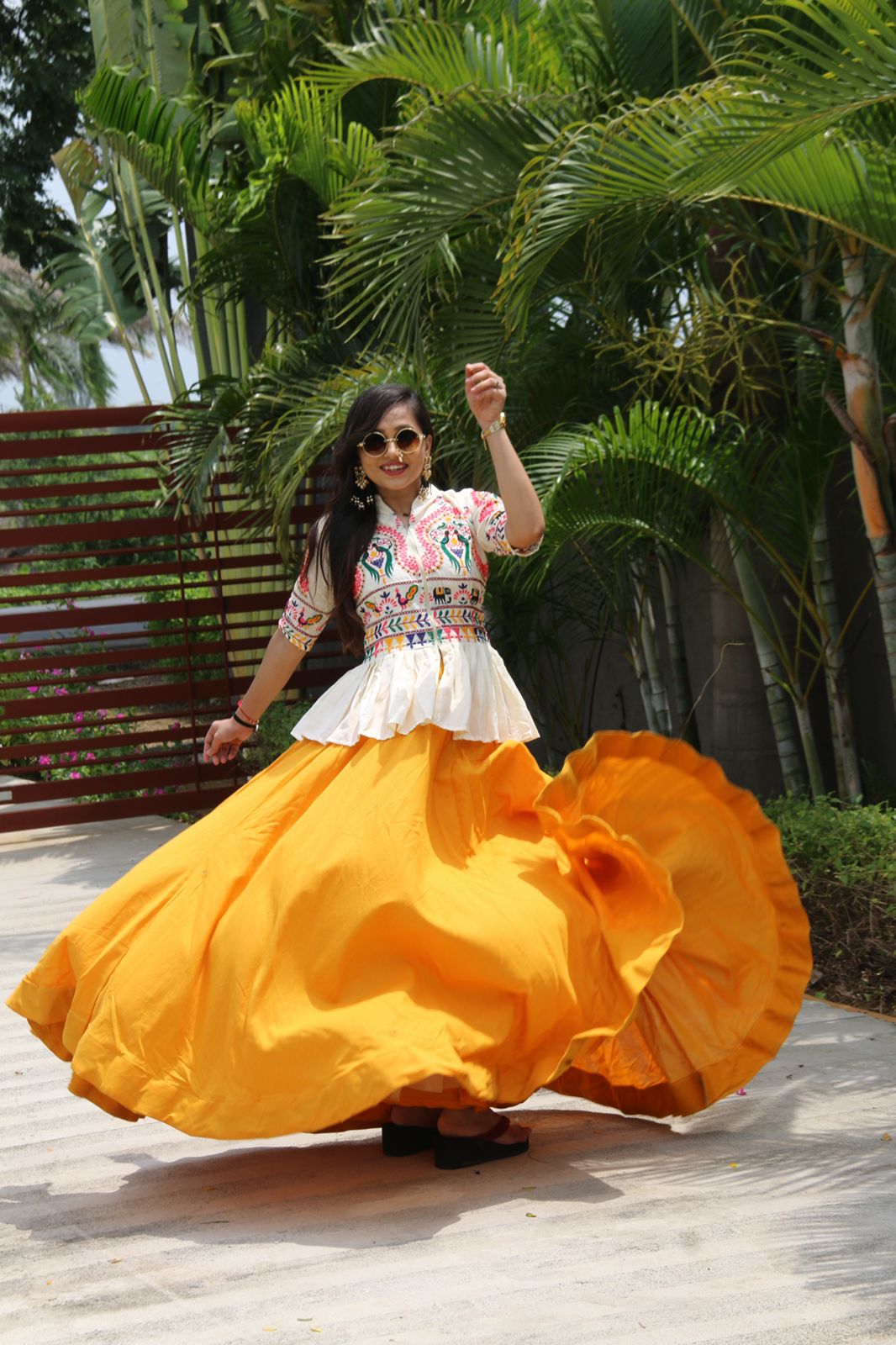 Party Wear Yellow Embroidery Work Top With Lehenga