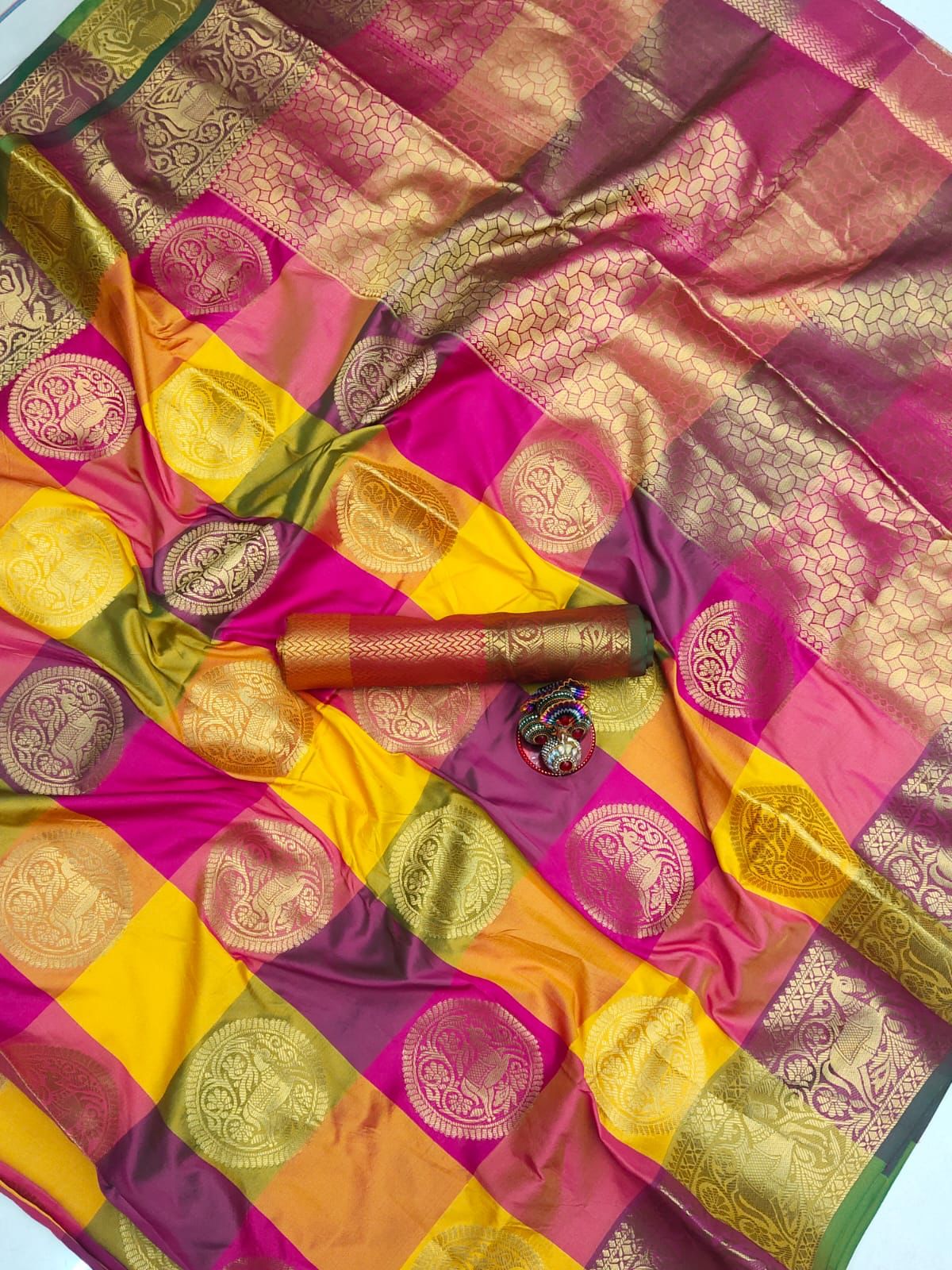 Multi Color Kanchipuram Silk Saree