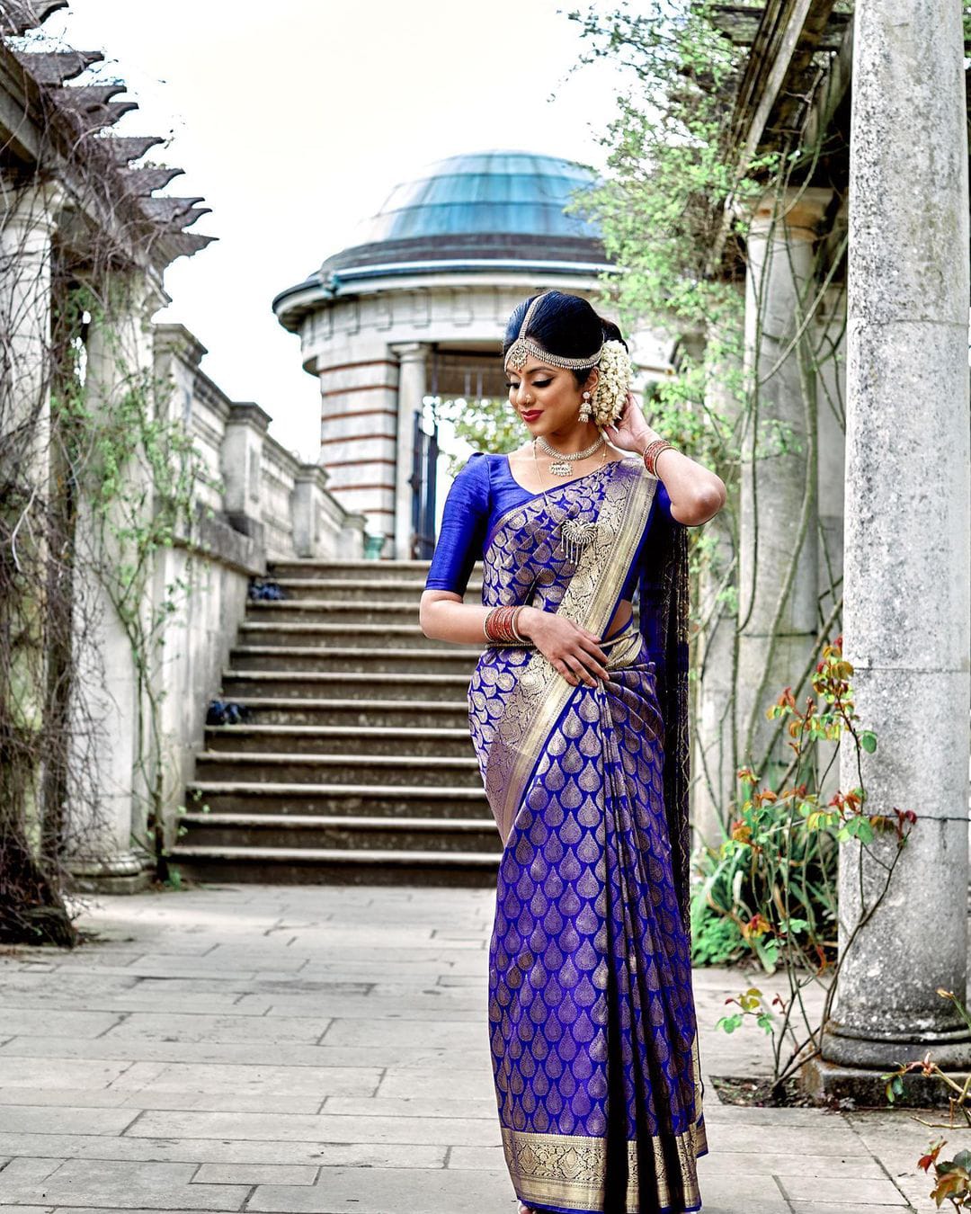 Embellished Blue Color Banarasi Silk Saree