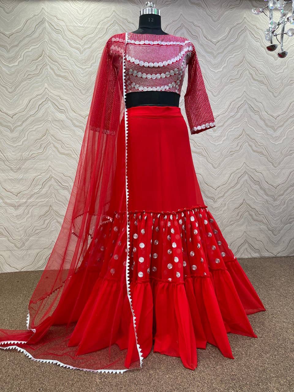 Fabulous Red Color Embroidery Work Lehenga Choli