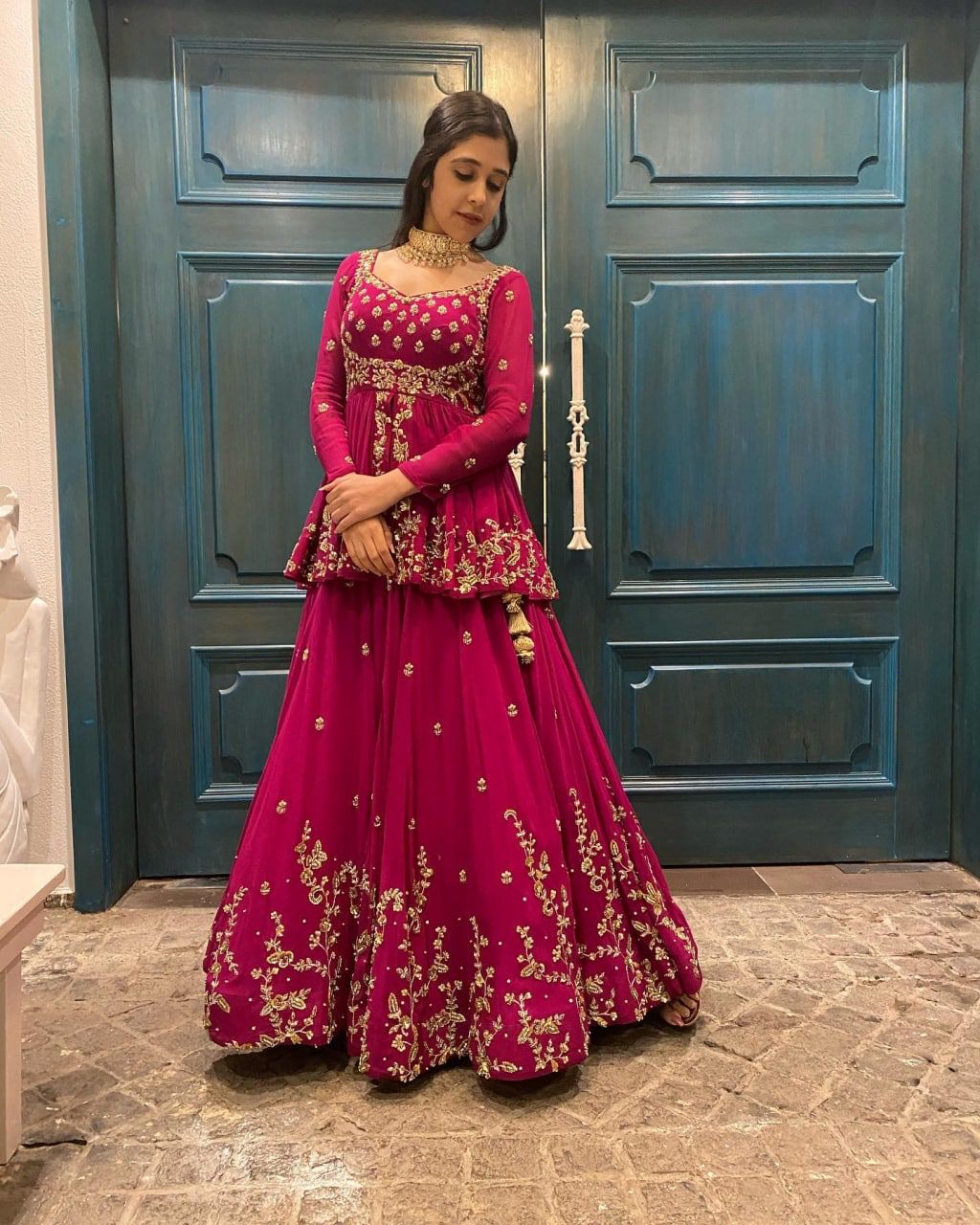 Exclusive Pink Color Sequence Embroidery Work Lehenga With Top