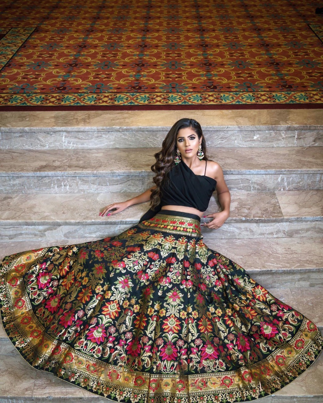 Fancy Black Color Zari Weaving Banarasi Silk  Lehenga Choli