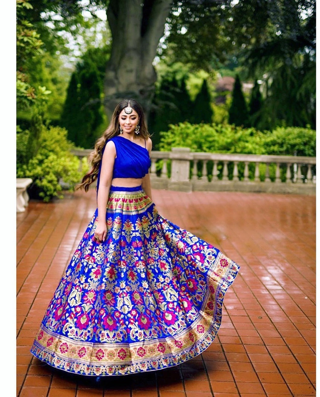 Royal Blue Color Zari Weaving Banarasi Silk  Lehenga Choli