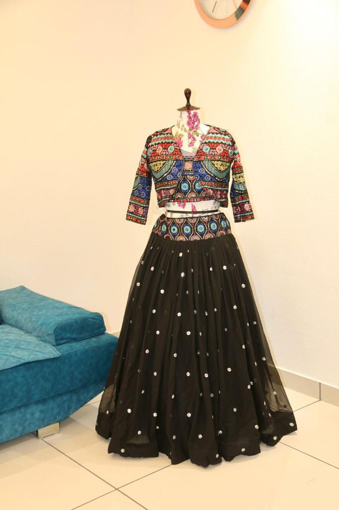 Black Color Sequence Work Party Wear Lehenga With Shrug
