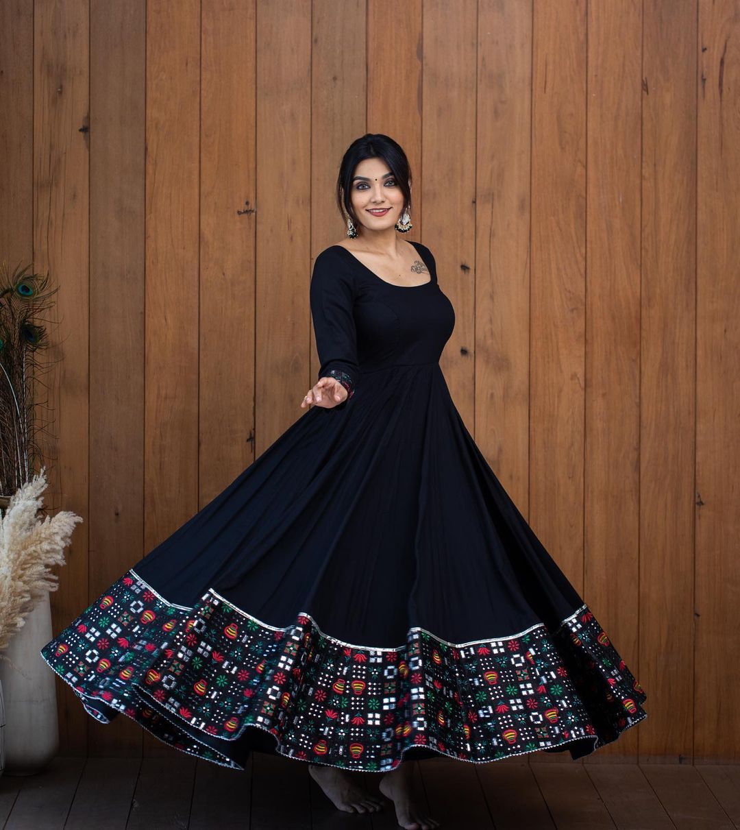 Pretty Black Color Sequence Embroidery Work Gown