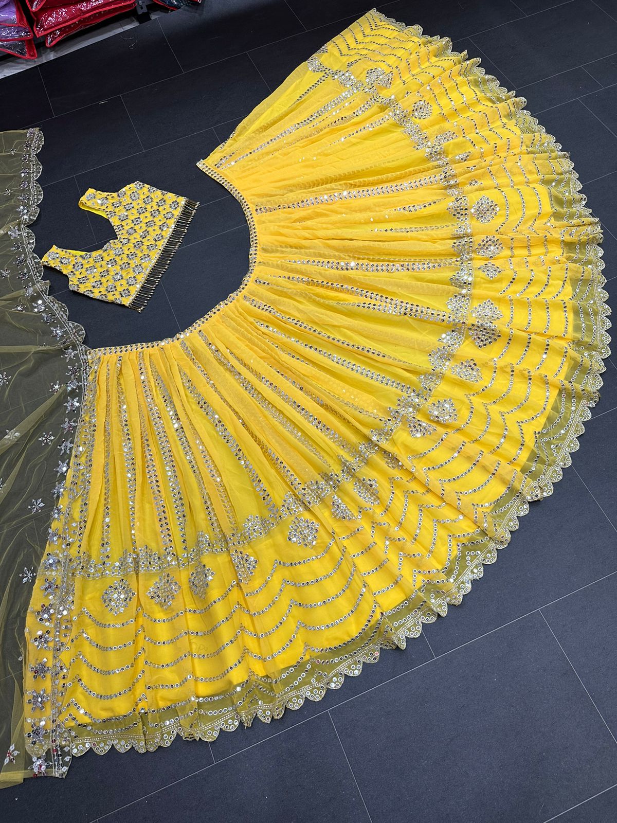 Yellow Color Embroidery Work Lehenga Choli For Haldi