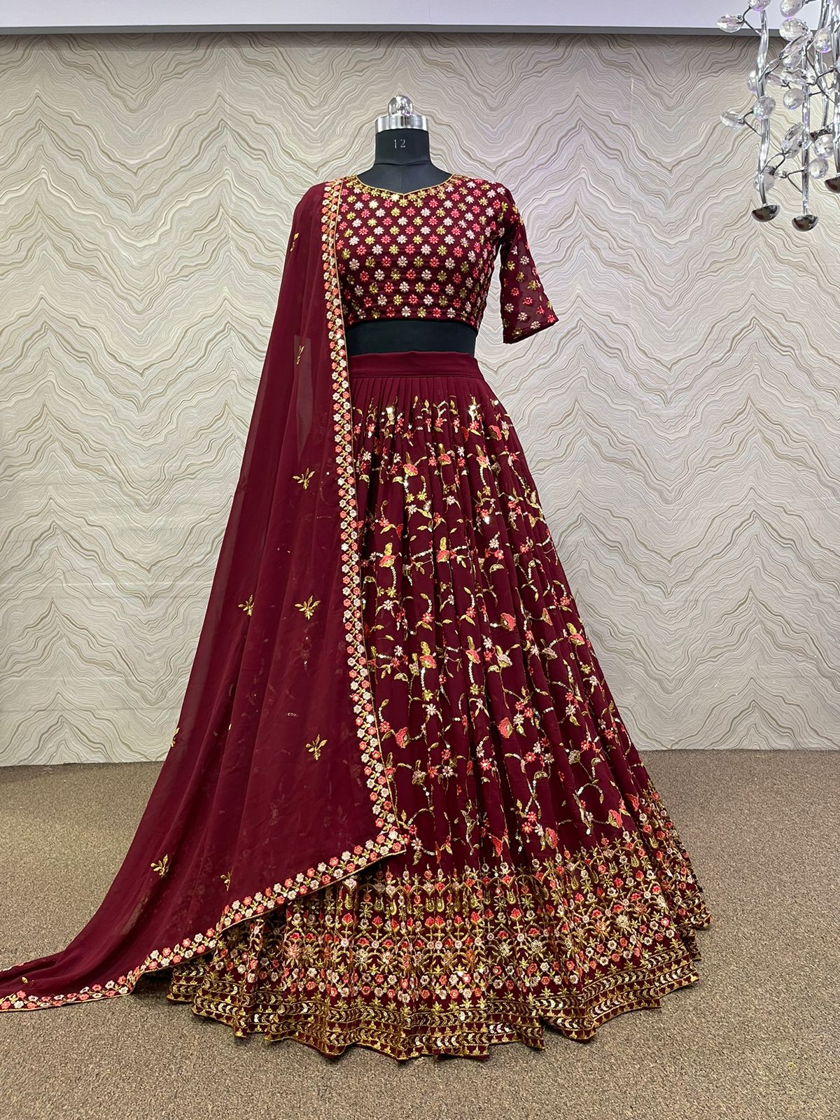 Maroon Color Wedding Wear Embroidery Work Lehnga Choli