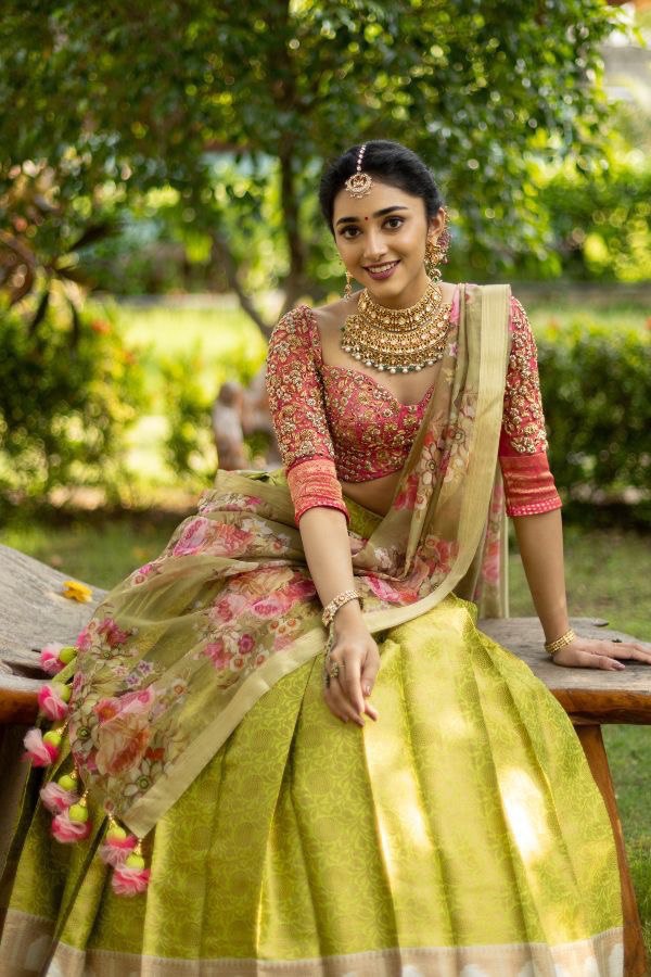 Awesome Golden With Green Color Lehenga Choli