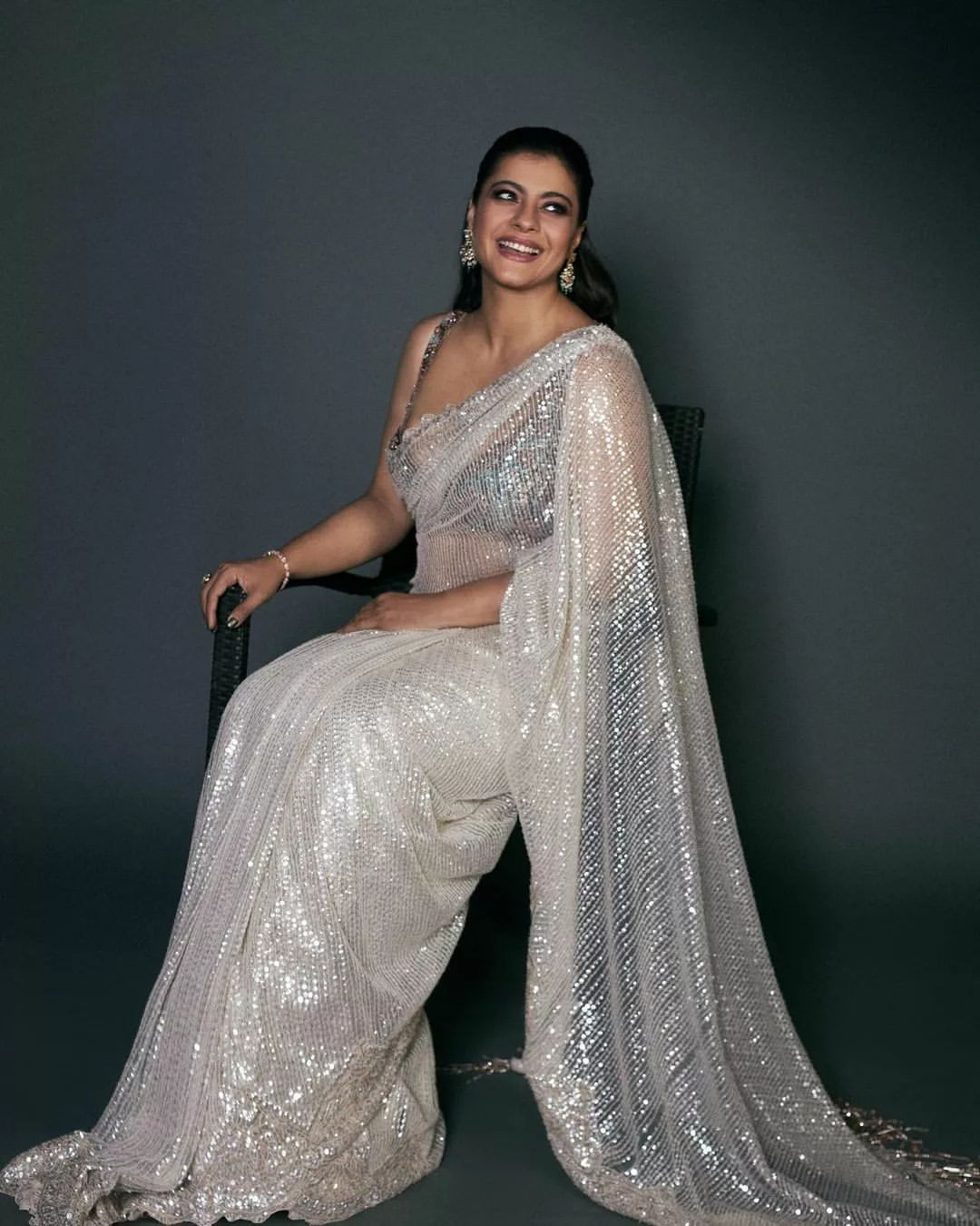 Bollywood Style White Color Kajol Wear Saree