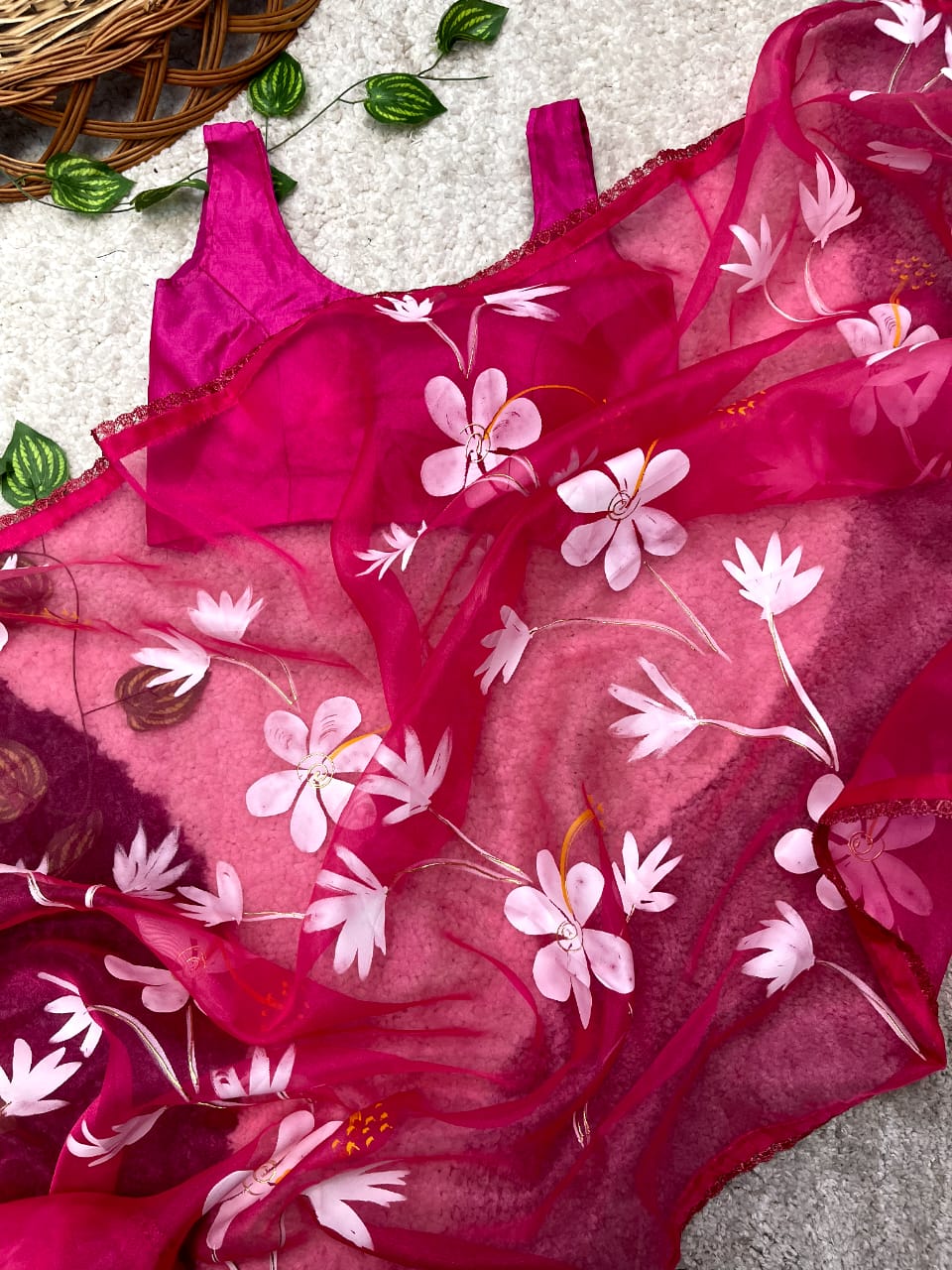 Tamanna Bhatia Pink Color Organza Silk Saree