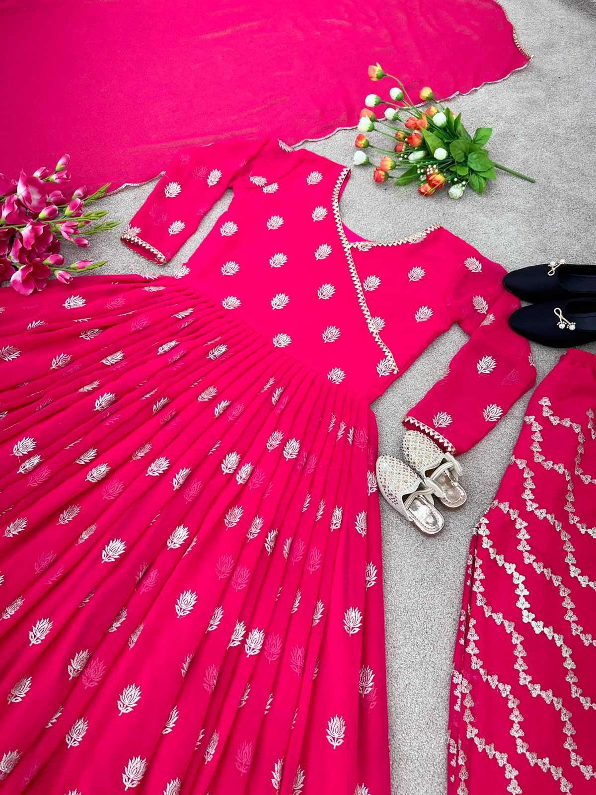 Rashmika Mandanna Wear Pink Color Anarkali Gown