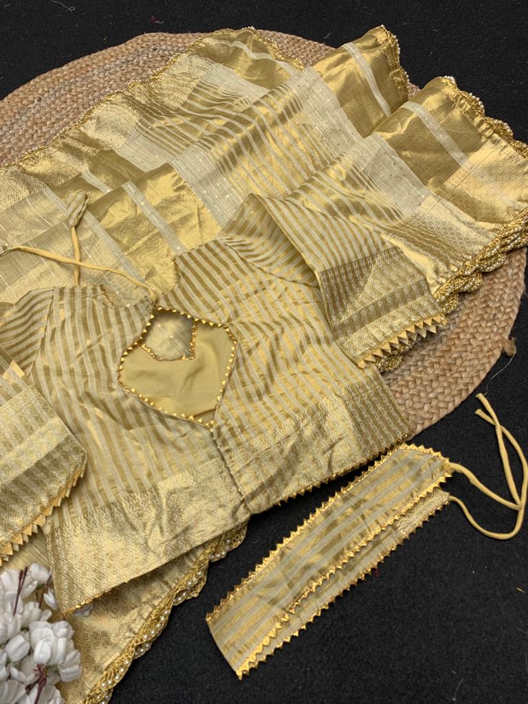 Cream Color Zari Weaving Cotton Silk Saree