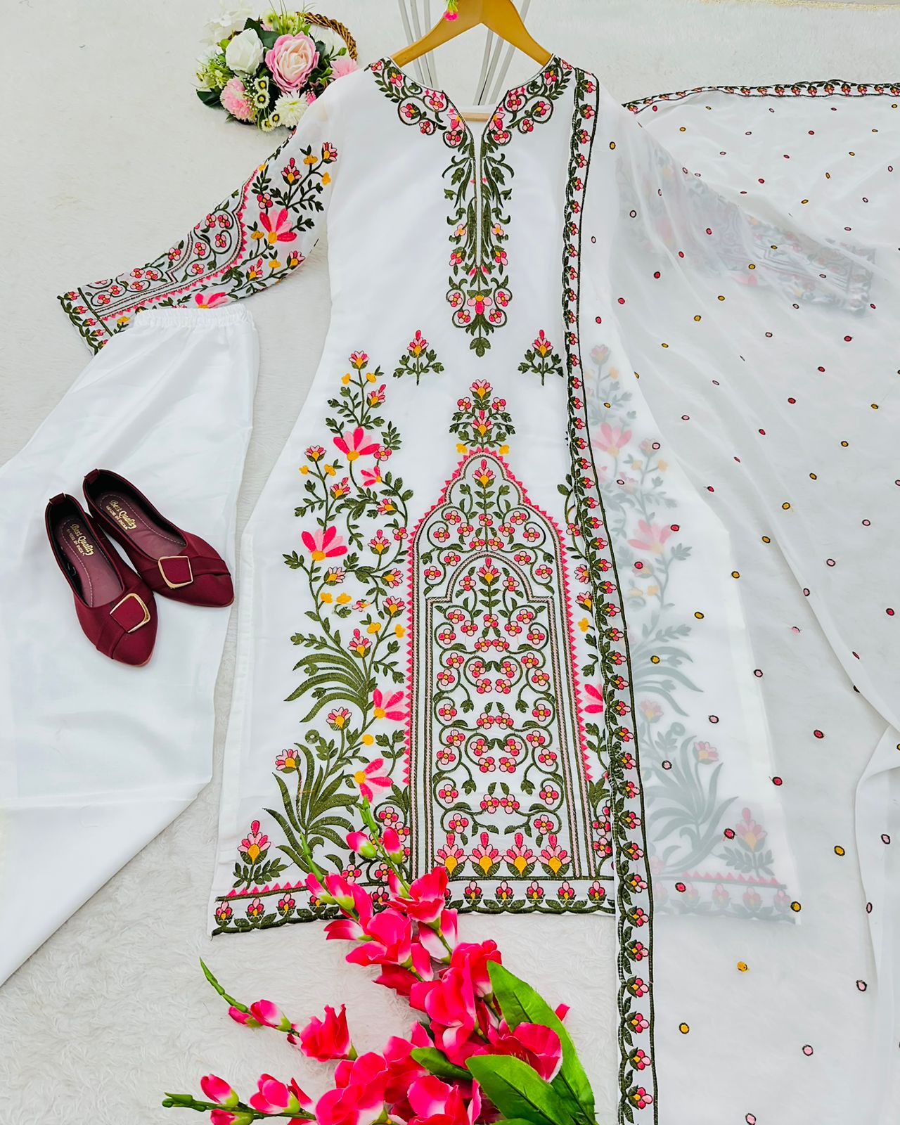 Innovative White Color With Multi Thread Work Salwar Suit