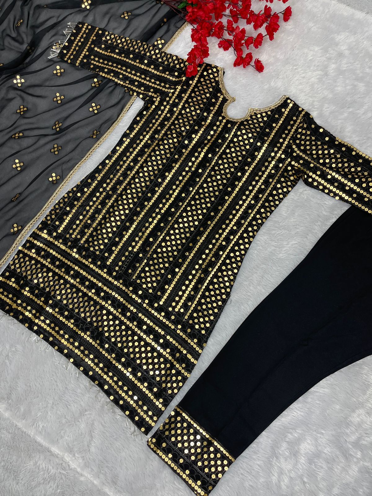 Fantastic Sequence Work Black Salwar Suit