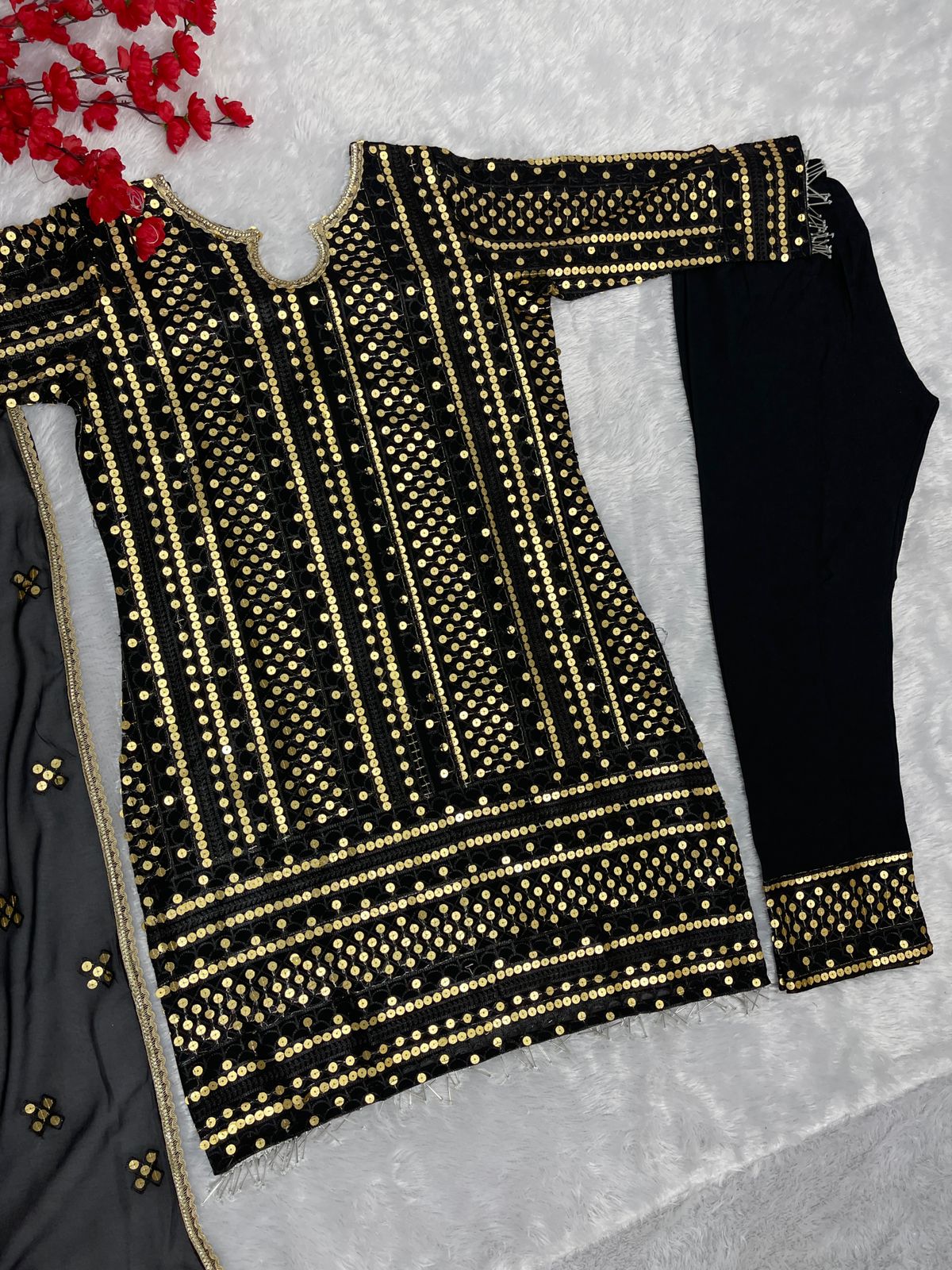 Fantastic Sequence Work Black Salwar Suit