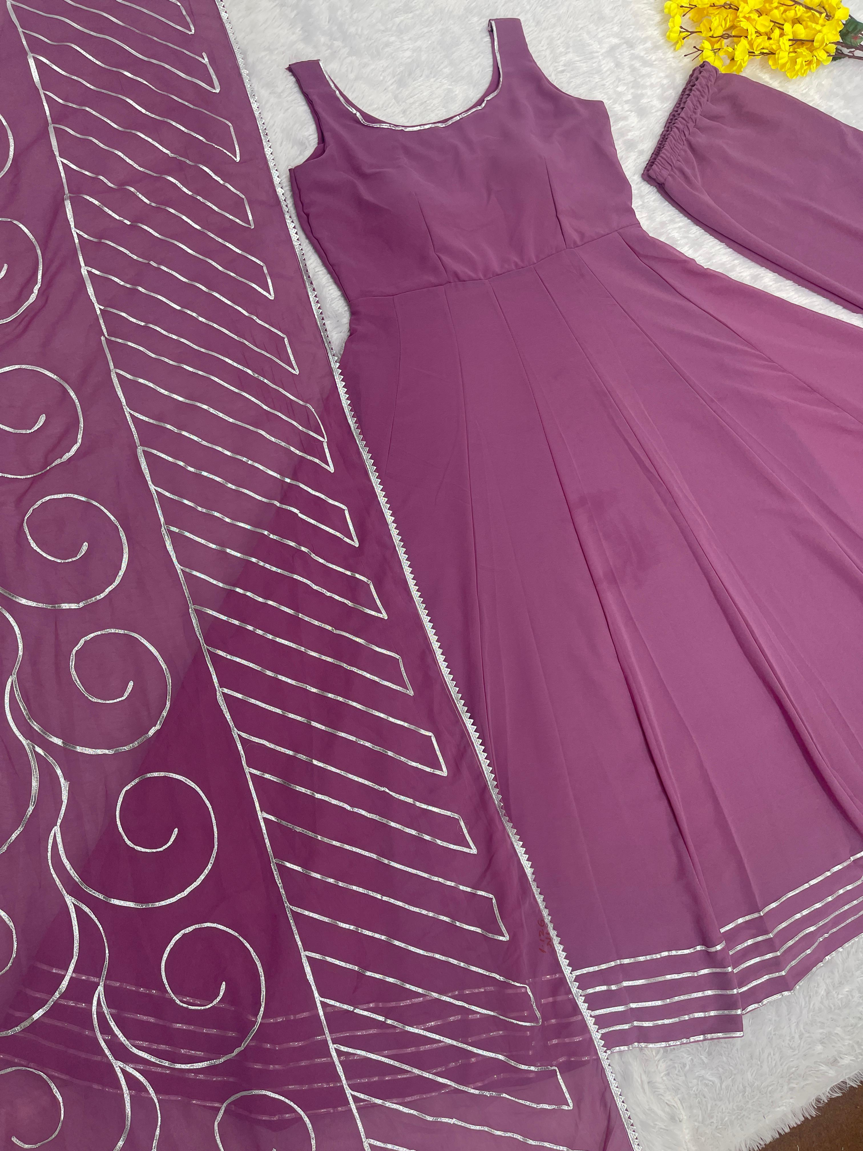 Decent Gota Patti Work Dusty Pink Color Gown – Vastra Shop