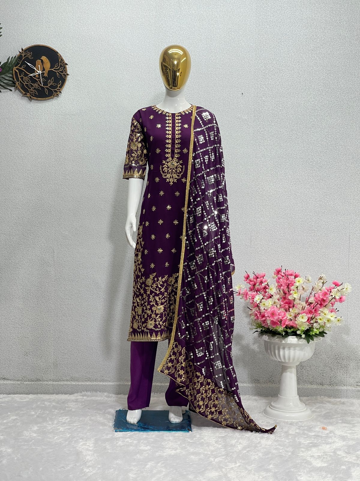 Superhit Purple Color Sequence Salwar Suit With Dupatta