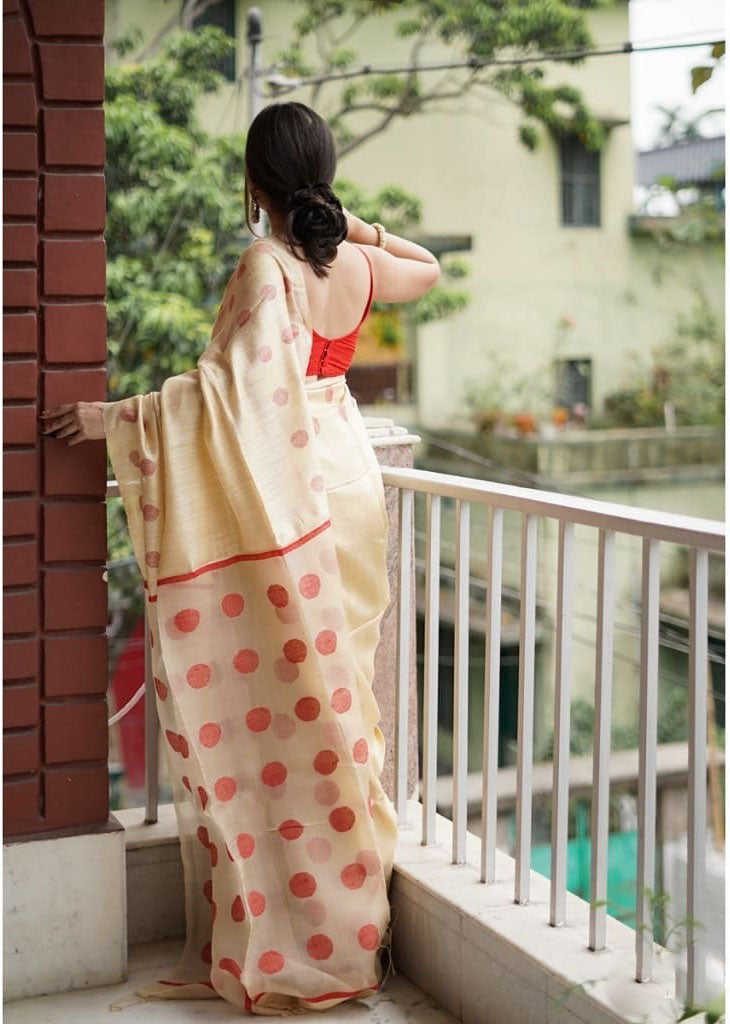 Superhit Off-White Color Cotton Silk Saree