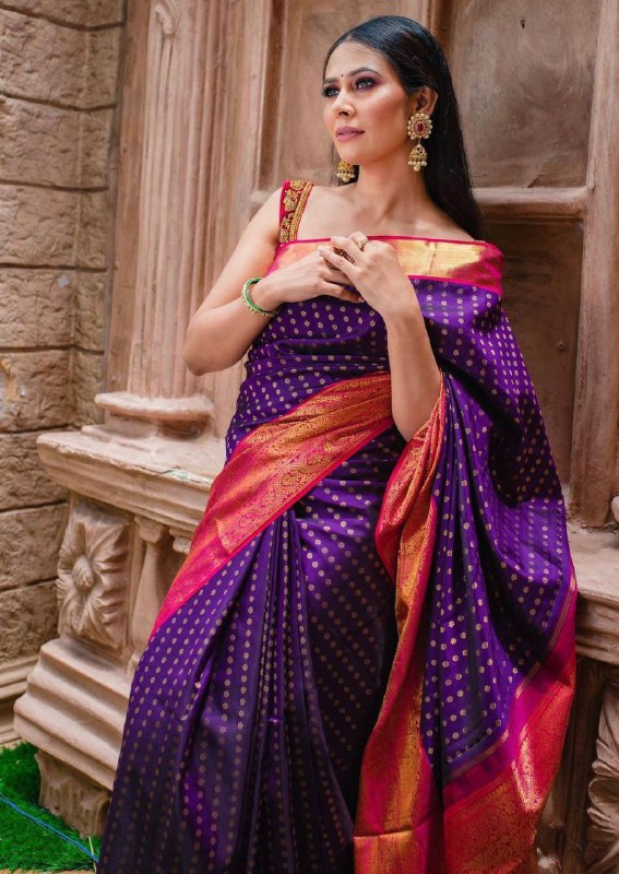 Mesmerizing Purple Color Rich Pallu Saree