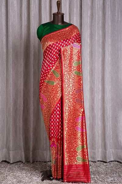 Designer Red Color Soft Banarasi Silk Saree