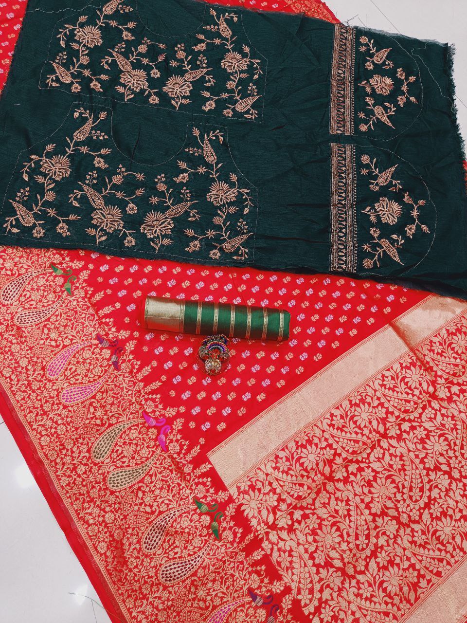 Designer Red Color Soft Banarasi Silk Saree