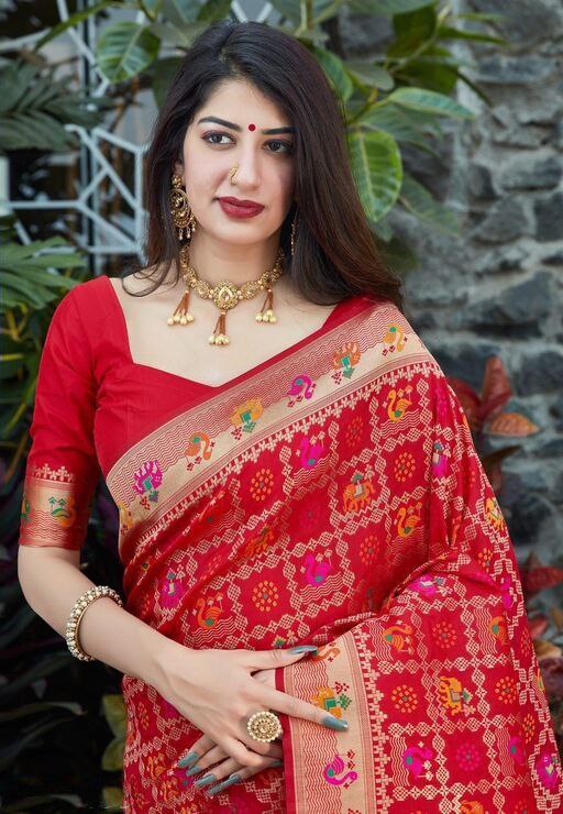 Beautiful Red Color Wedding Wear Saree
