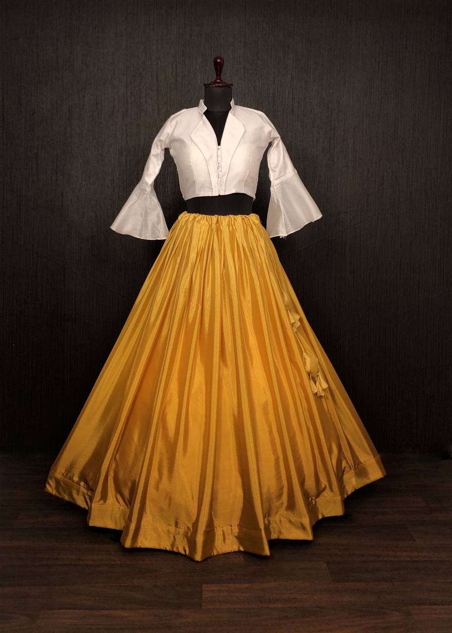 Mustard Color Shade Lehenga With Fancy Blouse